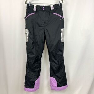 NEW Garnet Hill Kids Girls size 14 go ahead grow ski snow pants Black Purple